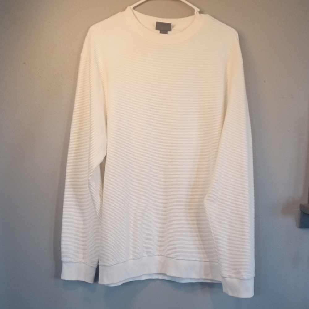 H&M Women's White Ribbed Crewneck Sweater Size Large